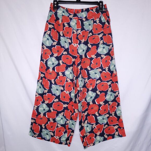 Seasalt Cornwall Linen Pants Size 6 Floral Peaceful Haven Culottes Wide Leg - Picture 1 of 13